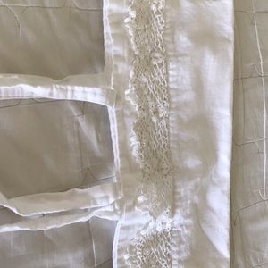 King size sham with lace embroidery and ties